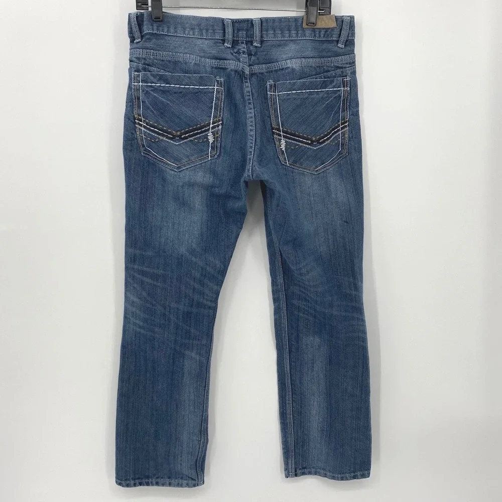 Vintage Fusai Jeans‎ Mens 36x30 Blue Dark Wash Cotton Straight Relaxed Fit Denim